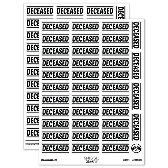 Deceased Border Top Bottom Sticker Set - White - Matte Finish - 1.5" Small