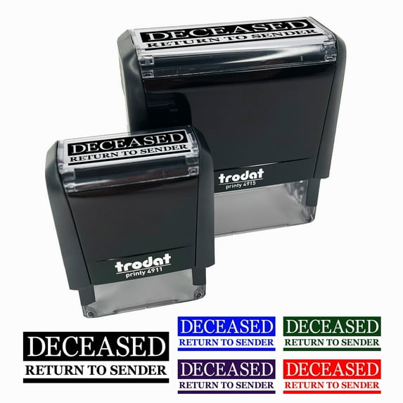 Deceased Return to Sender Mail Delivery Service Self-Inking Rubber Stamp Ink Stamper for Business Office - Lime Green Ink - Small 1-1/2 Inch
