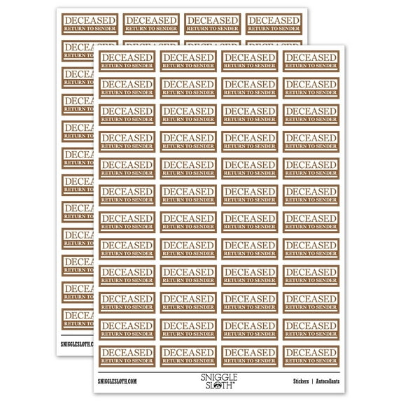 Deceased Return to Sender Mail Delivery Service Sticker Set - Brown - Gloss Finish - 1.25" Mini