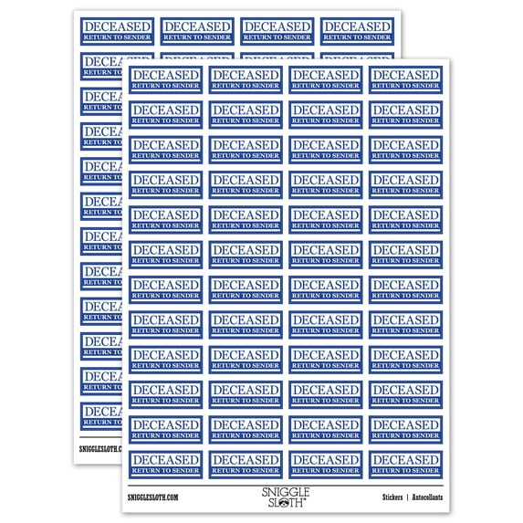 Deceased Return to Sender Mail Delivery Service Sticker Set - Dark Blue - Matte Finish - 1.25" Mini