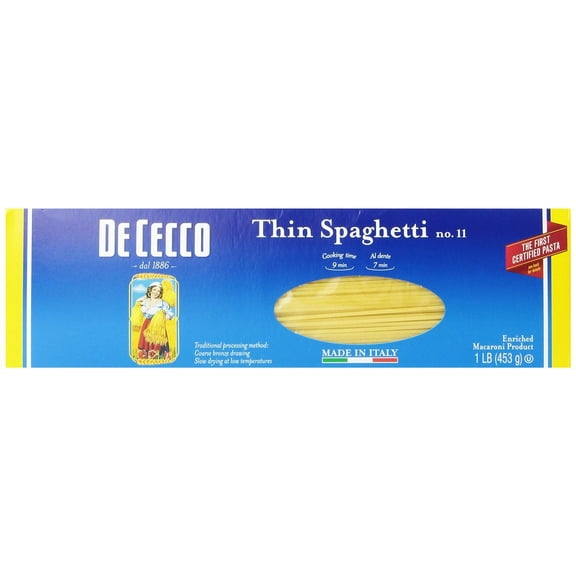 Dececco no.11 Spaghettini - 16 ounce - 20 per case.