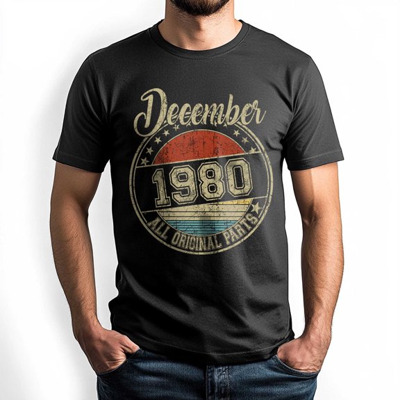 December 1980 All Original Parts T-Shirt, Retro Birthday Shirt for Men, Perfect Gift for December Birthday