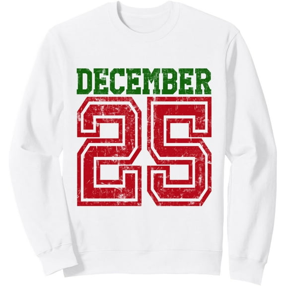 December 25 Distressed Varsity Numbers Mens Sweatshirt