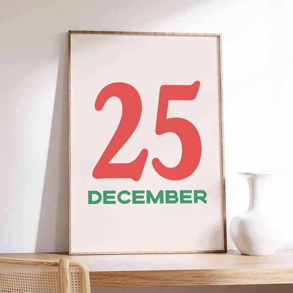 December 25 Poster Cute Decor Minimal Wall Art Date Poster, Unframed Size 8x12