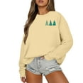thumbnail image 1 of December 25 Sweatshirt Christmas Tree Pattern Sequined Sweatshirt Vintage Xmas Oversized Tops Fall Winter Clothes, Comfortable and Festive Wear for Women,Khaki,S, 1 of 3