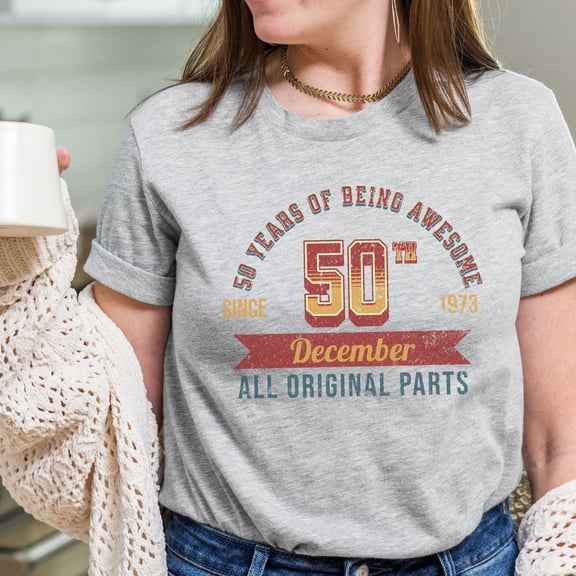 December Birthday Shirt, Vintage December 1973 Shirt, 50Th Birthday Gifts For Women, Hello 50 Shirt, 50Th Birthday Gift For Men (Colors:Black; Sizes:M;)