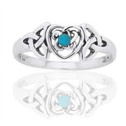 SILVER INSANITY December Birthstone Ring - Sterling Silver Turquoise Celtic Trinity Knot Heart Ring