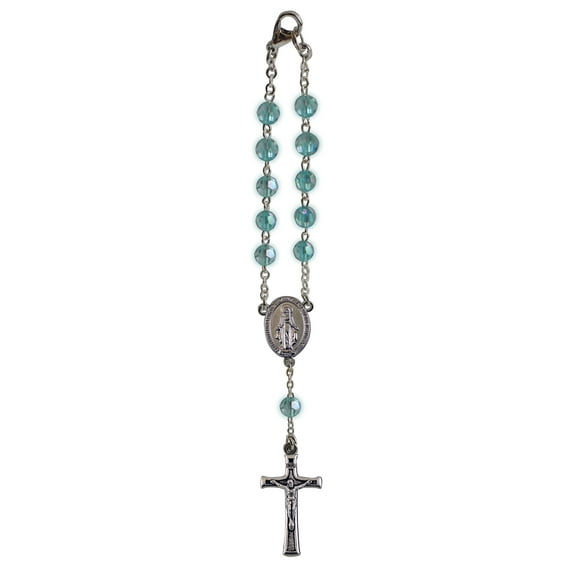 December/Blue Zircon Birthstone Car Rosary, 6 Inches, KT712