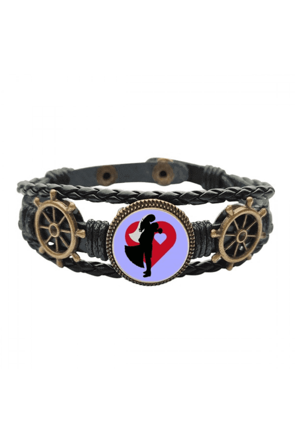 December Cozy Hug Valentines Day Leather Braided Ocean Bracelet Wristband