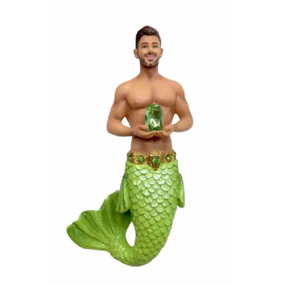 December Diamonds 55-55496 August Peridot Merman Ornament 4.5 Inches