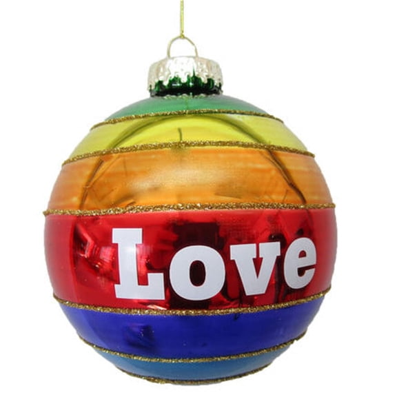 December Diamonds 4.25In Rainbow Love Ball Ornament, Glass, Lgbtq 7981111