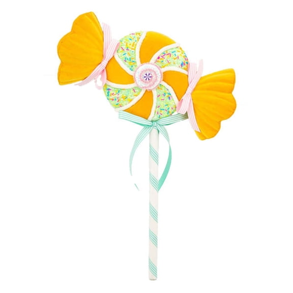 December Diamonds Candy Land 22" Yellow Swirl Candy Wrapper Pick Figurine