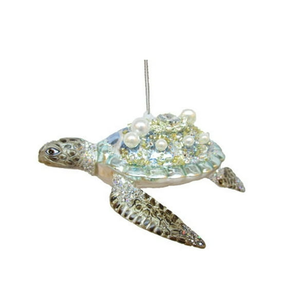 December Diamonds Jeweled Pastel Sea Turtle Glass Christmas Ornament
