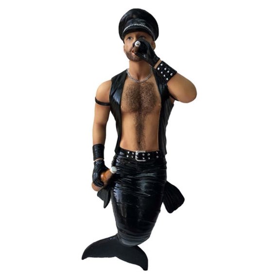 December Diamonds Smokin Hot in Black Leather Merman Christmas Holiday Ornament