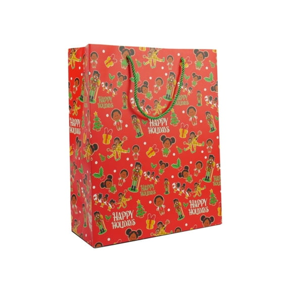December Doodle Days Christmas Gift Bag featuring African American characters