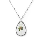 December Infinity Birth Month Flower Oval Necklace Jewelry Gift for Family