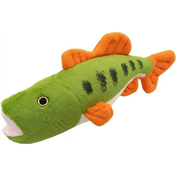 December Pets Bass Fish Plush Dog Chew Toy Squeaker Tuff Toys for Large Small Dogs