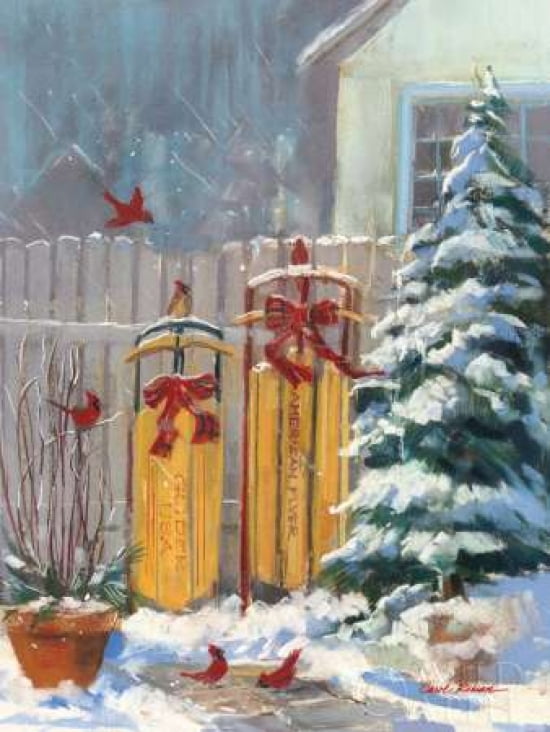 December Sleds Canvas Art - Carol Rowan (18 x 24)