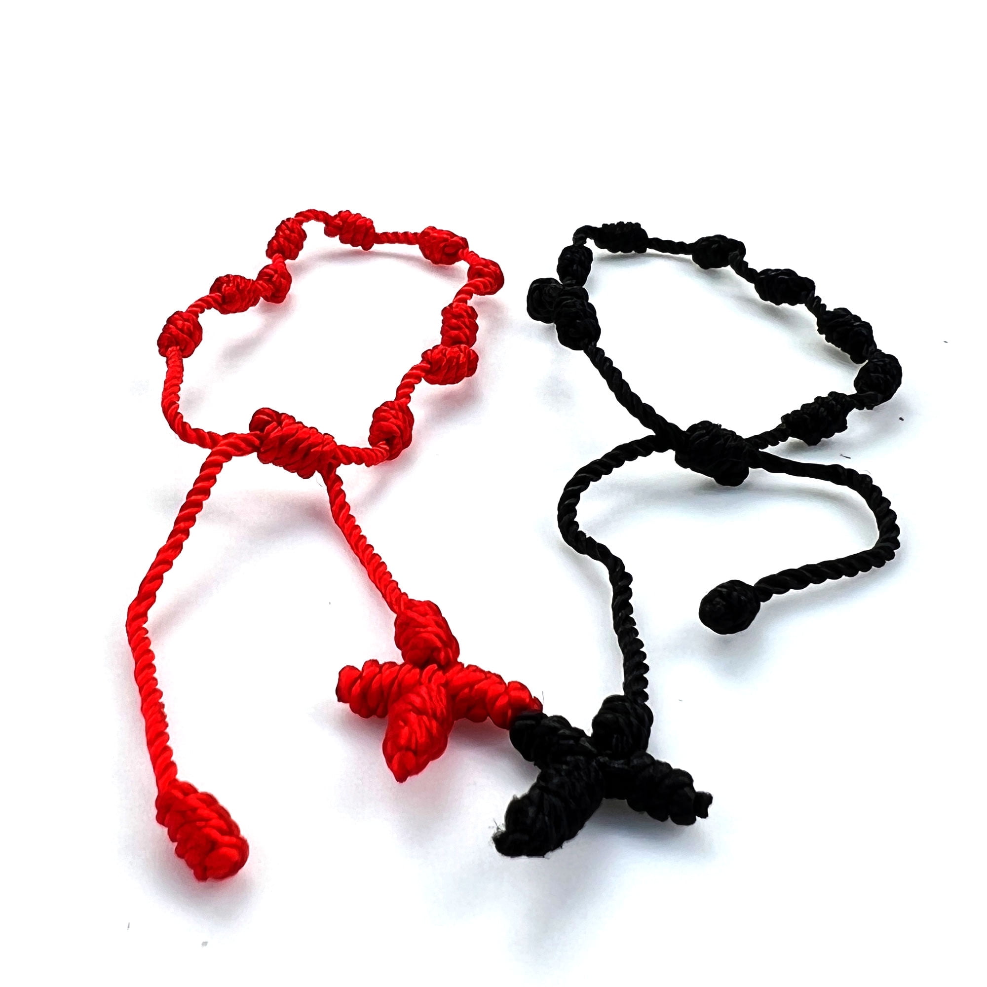 Decenario Handmade Knotted String Cord Rope Rosary Bracelet, Cross ...