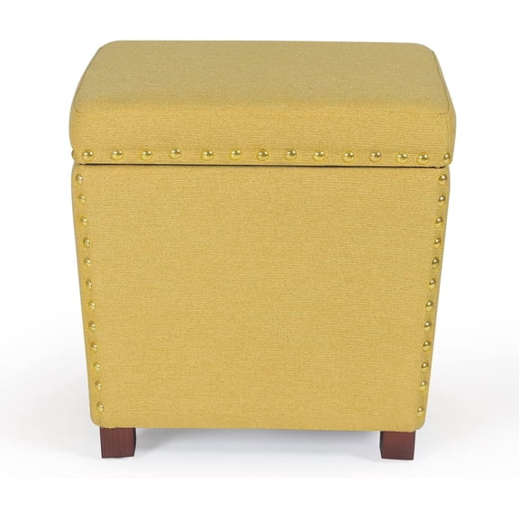Decent Home Storage Ottoman with Lift Top Fabric Foot Rest Stool for Living Room Bedroom(Yellow)