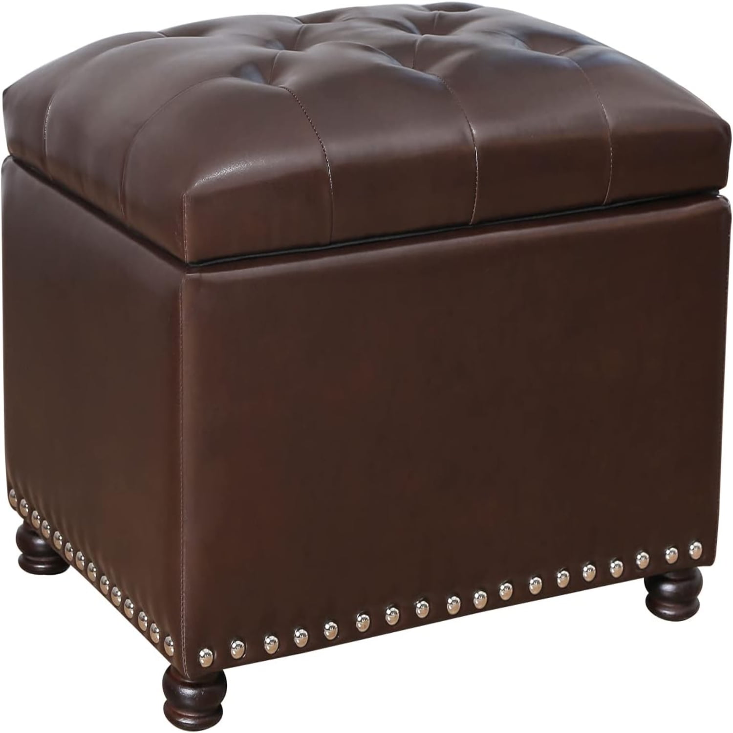 Decent Square Storage Ottoman Cube PU Leather Lift Top Footstool