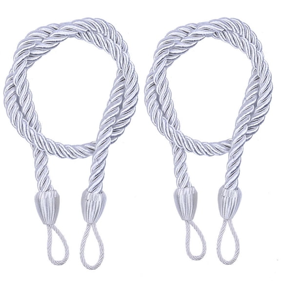 Dechome Curtain Tiebacks Ropes, 2pcs Decorative Handmade Tie Backs Curtain Holdbacks Holders Cord for Window Sheer Drapes Indoor Outdoor, White
