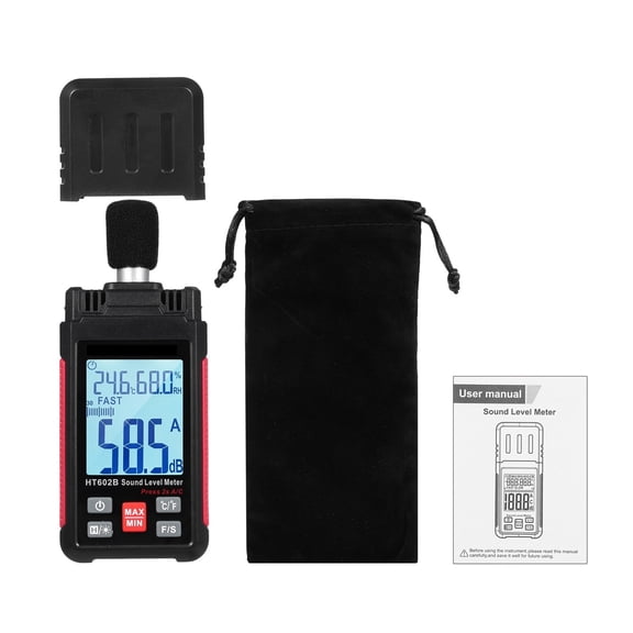 Decibel Meter Sound Level Meter Portable SPL Meter 30-130dB Noisemeter with Temperature Humidity Measuring ,Small and Lightweight
