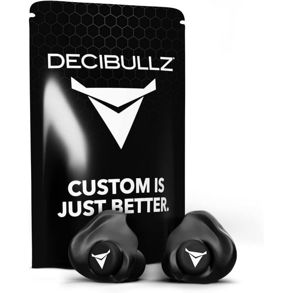 Decibullz 25dB Noise-Reduction Earplugs, Custom-Molded Reusable Hearing Protection for Noise Sensitivity & Flights, Black
