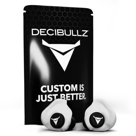 Decibullz 25dB Noise-Reduction Earplugs, Custom-Molded Reusable Hearing Protection for Noise Sensitivity & Flights, White