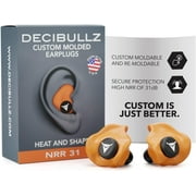 Decibullz Custom Molded Earplugs, One Count - 31dB NRR, Comfortable Protection for Shooting & Travel Orange