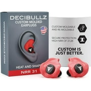 Decibullz Custom Molded Earplugs, One Count - 31dB NRR, Comfortable Protection for Shooting & Travel Red
