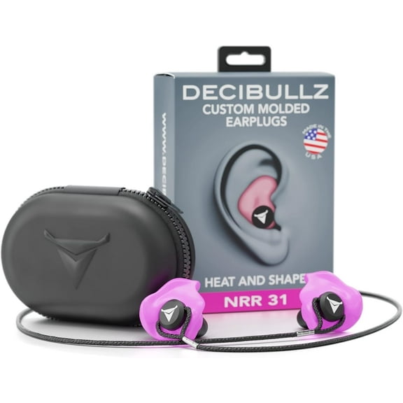 Decibullz Custom Molded Earplugs Pro Pack, One Size - Pink Bundle