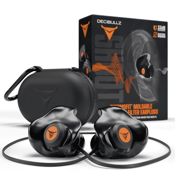 Decibullz Percussive Moldable Earplugs 33 dB NRR for Hunting & Shooting, Gun Range Hearing Protection for Shooters, Reusable Ear Plugs for Shooting Range, molding tool included, One Size