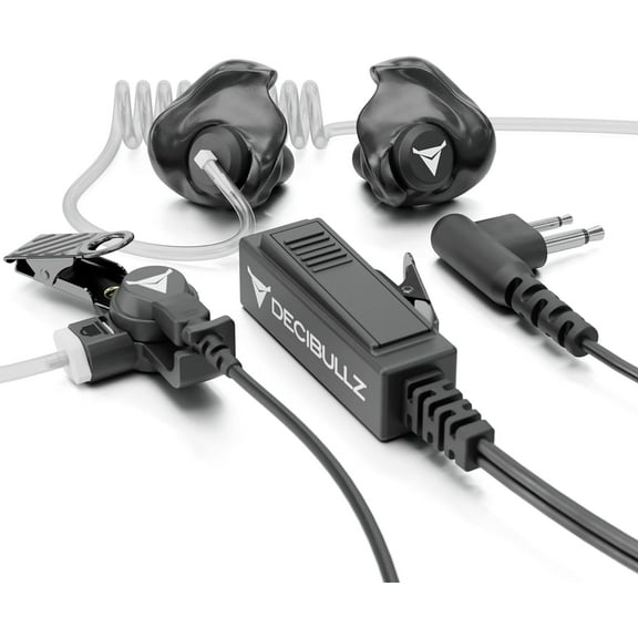 Decibullz Two-Way Surveillance Radio Headset Custom Molded Security Radio Surveillance Earpiece Set, Thermo-Fit Designed for Clear Acoustic Tube Radios, Isolation