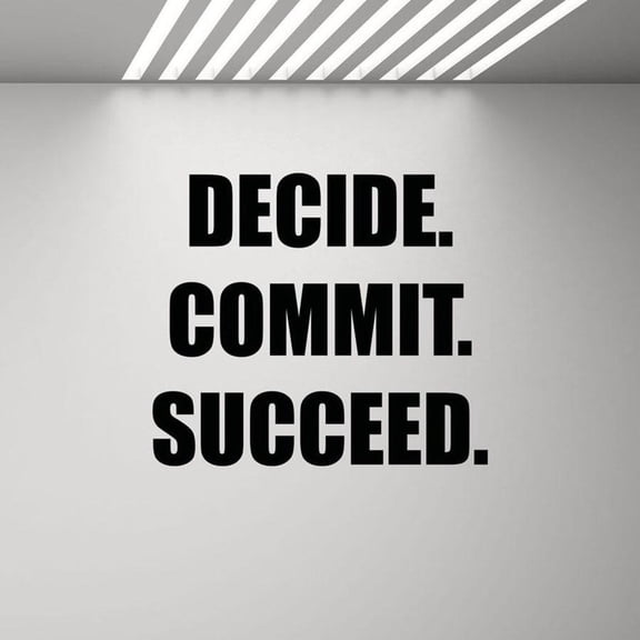Decide Commit Succeed Wall Decal Sign Gym Quote Poster Fitness Mural Vinyl Sticker Inspirational Decor Home Office Wall 48x42cm