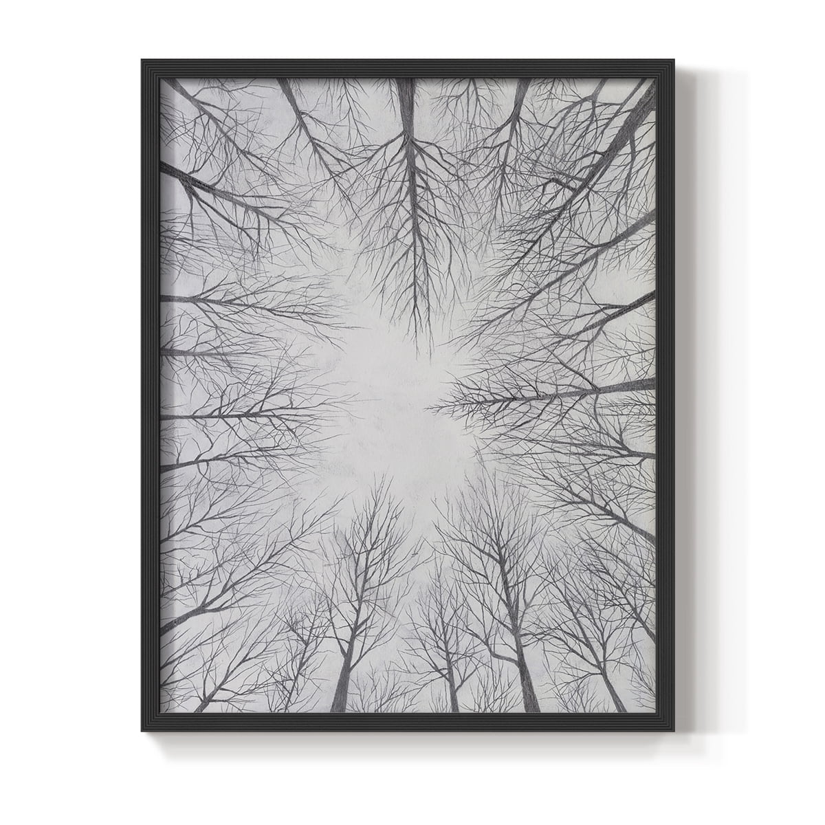 Deciduous Canopy I Framed Print in Black Solid Wood Framed Print No Nail Hanging