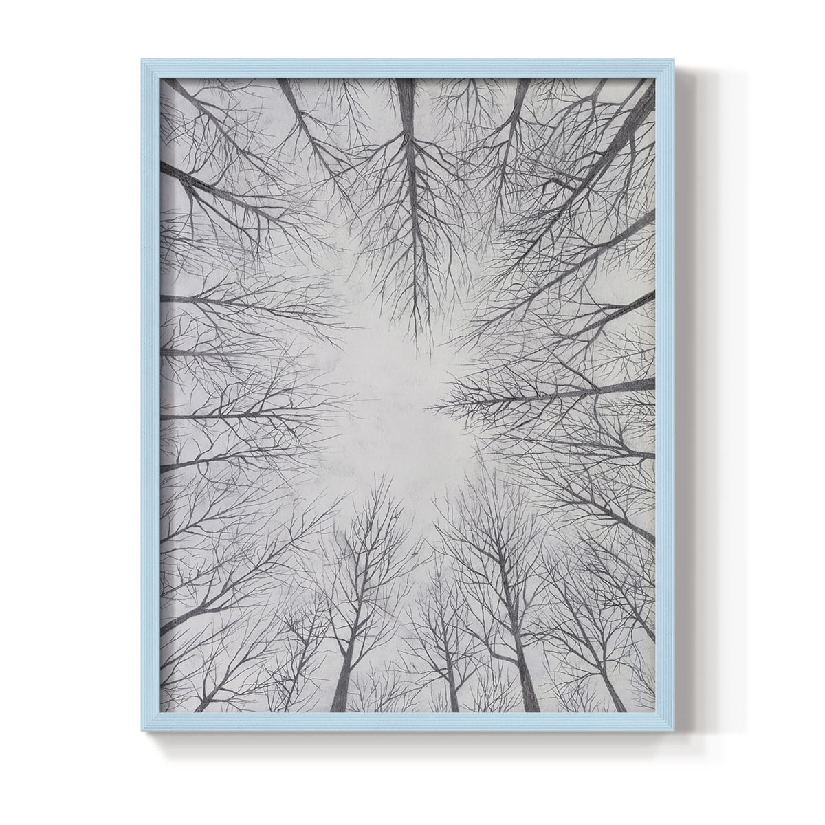 Deciduous Canopy I Framed Print in Blue Solid Wood Framed Print No Nail Hanging
