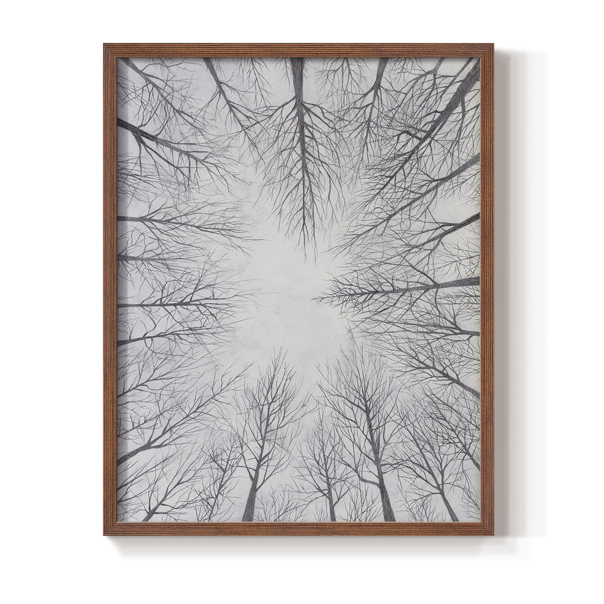 Deciduous Canopy I Framed Print in Brown Solid Wood Framed Print No Nail Hanging