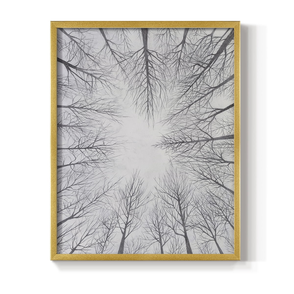 Deciduous Canopy I Framed Print in Gold Solid Wood Framed Print No Nail Hanging