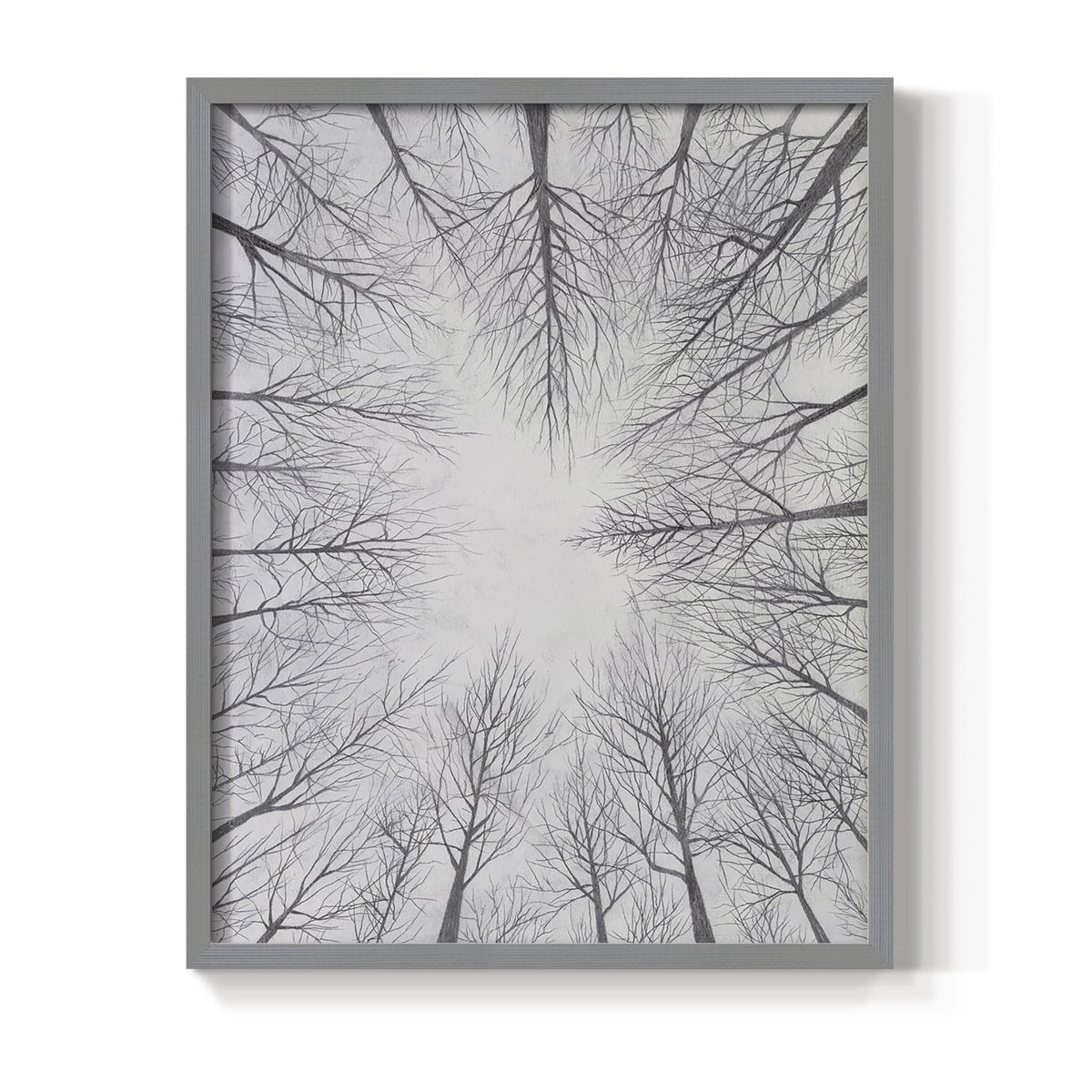 Deciduous Canopy I Framed Print in Gray Solid Wood Framed Print No Nail Hanging