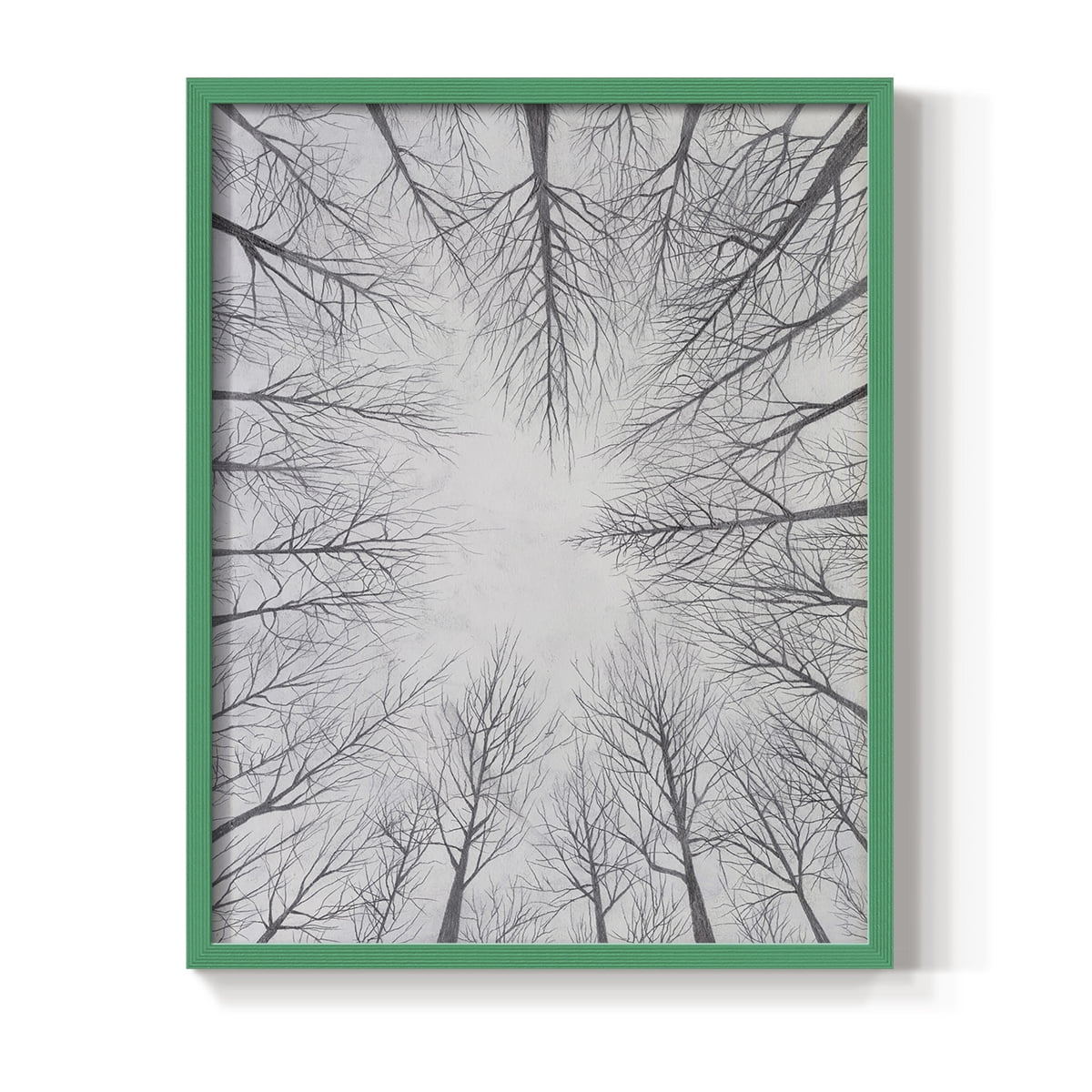 Deciduous Canopy I Framed Print in Green Solid Wood Framed Print No Nail Hanging