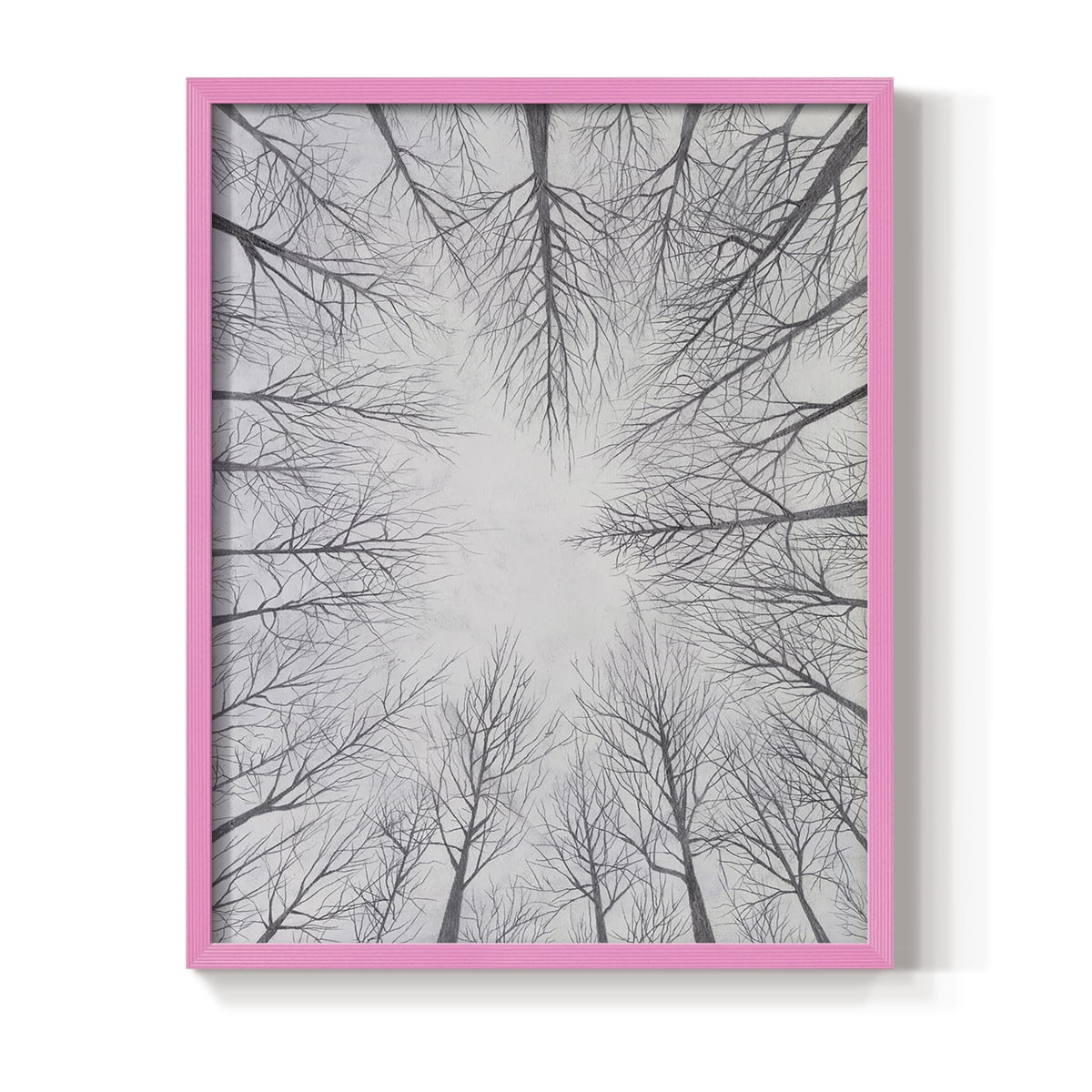 Deciduous Canopy I Framed Print in Pink Solid Wood Framed Print No Nail Hanging