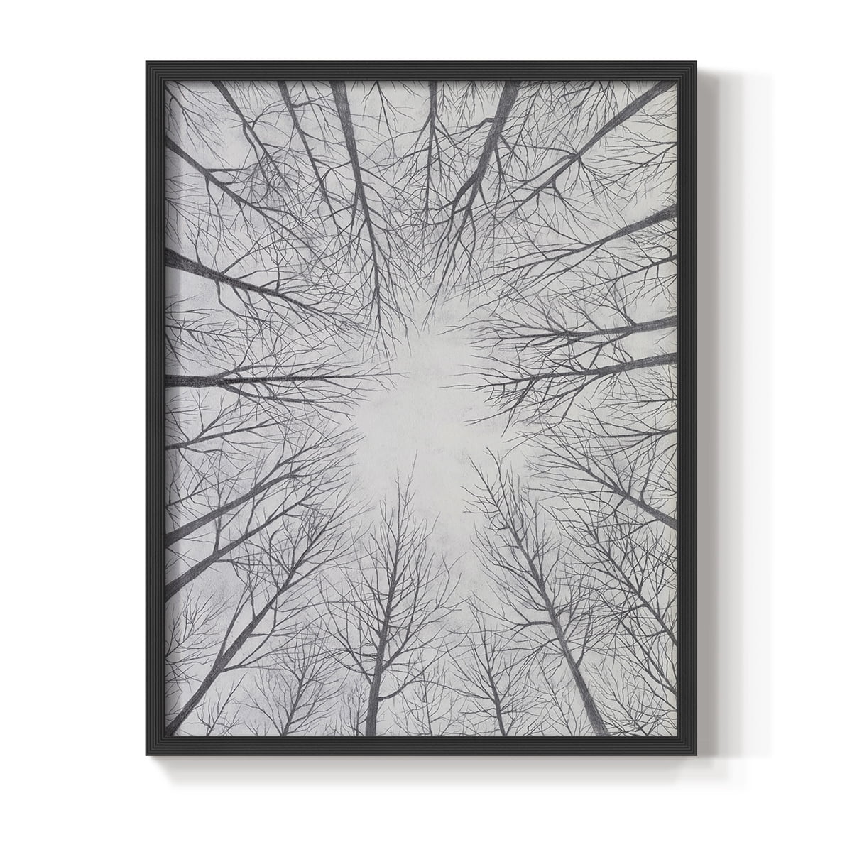 Deciduous Canopy II Framed Print in Black Solid Wood Framed Print No Nail Hanging