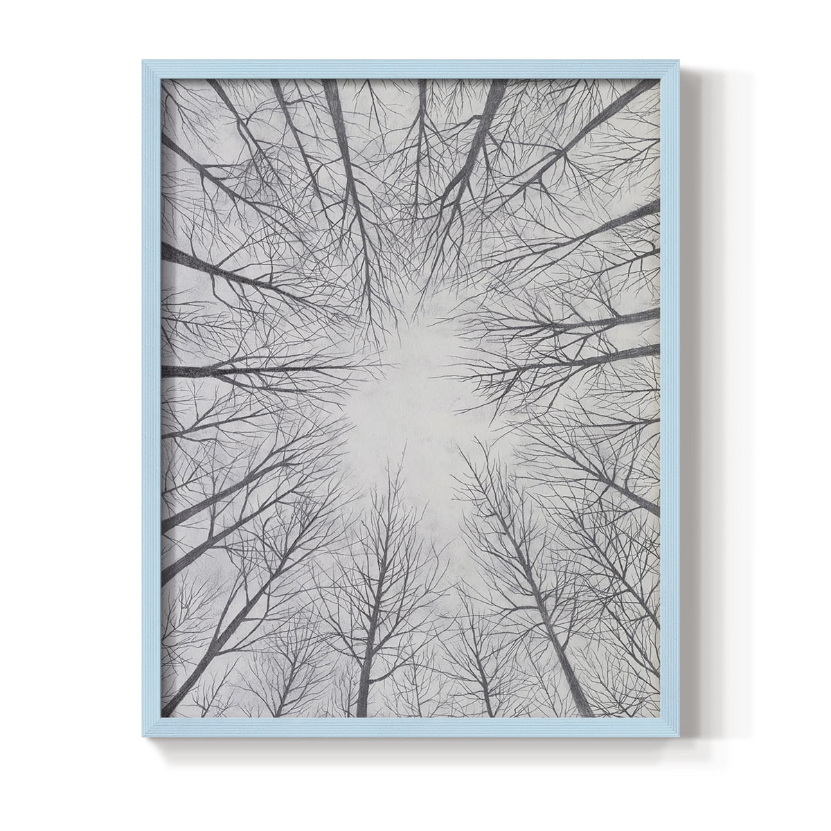 Deciduous Canopy II Framed Print in Blue Solid Wood Framed Print No Nail Hanging