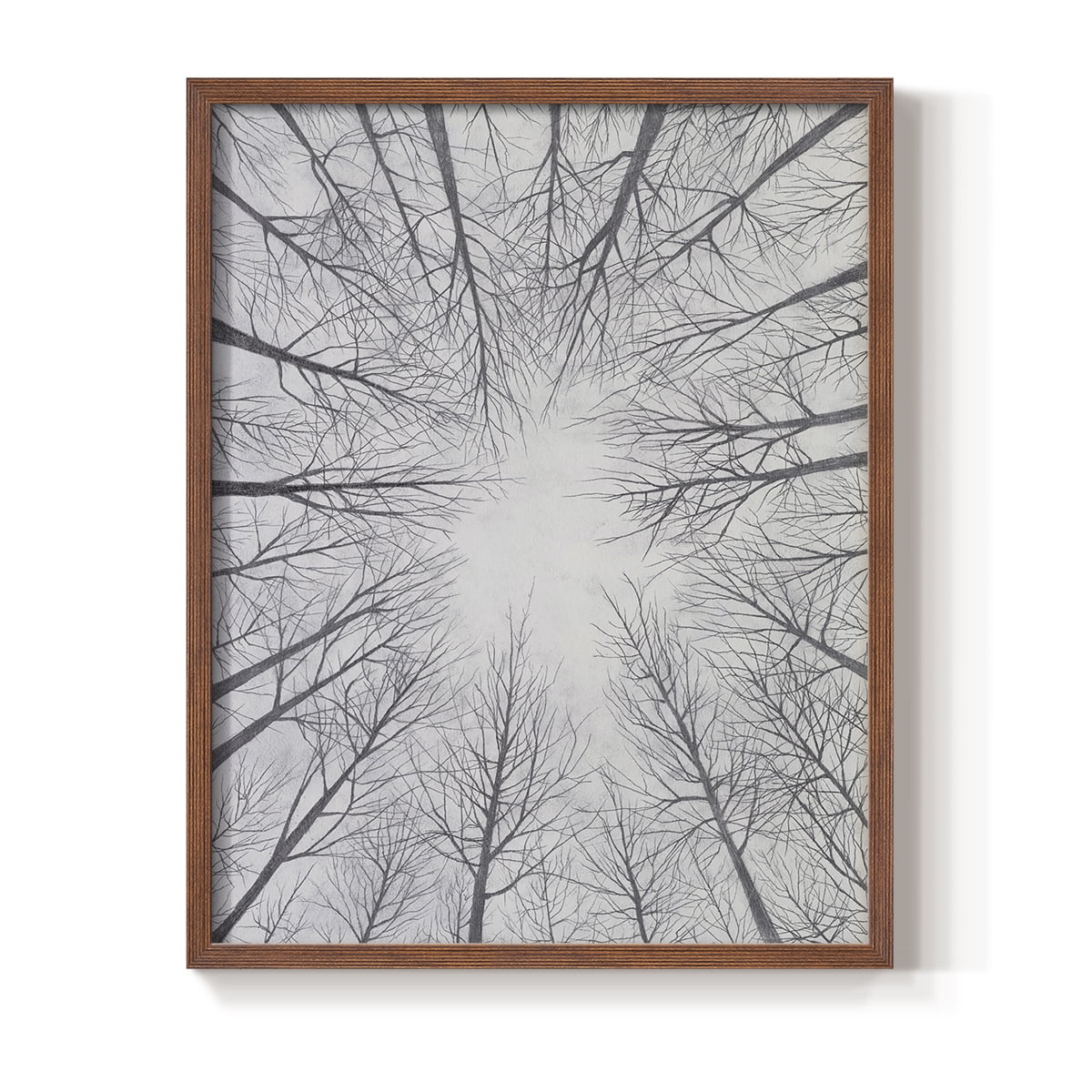 Deciduous Canopy II Framed Print in Brown Solid Wood Framed Print No Nail Hanging