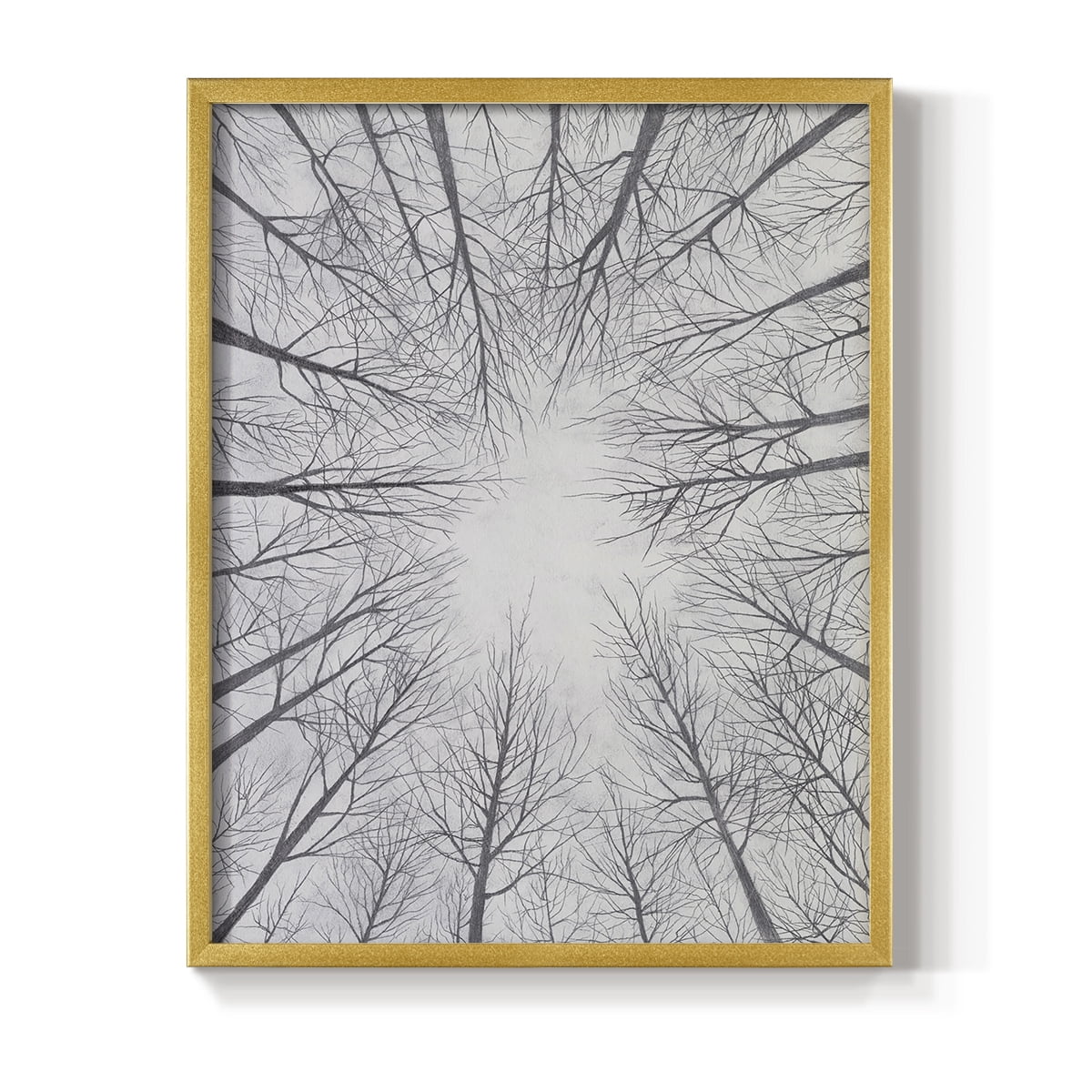 Deciduous Canopy II Framed Print in Gold Solid Wood Framed Print No Nail Hanging