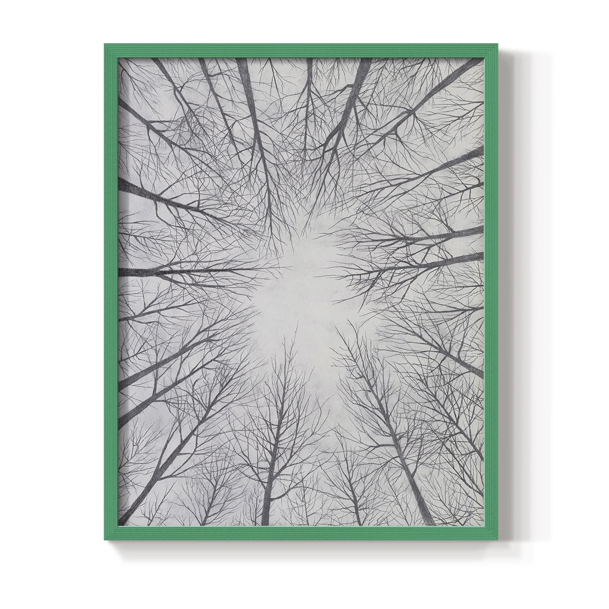 Deciduous Canopy II Framed Print in Green Solid Wood Framed Print No Nail Hanging