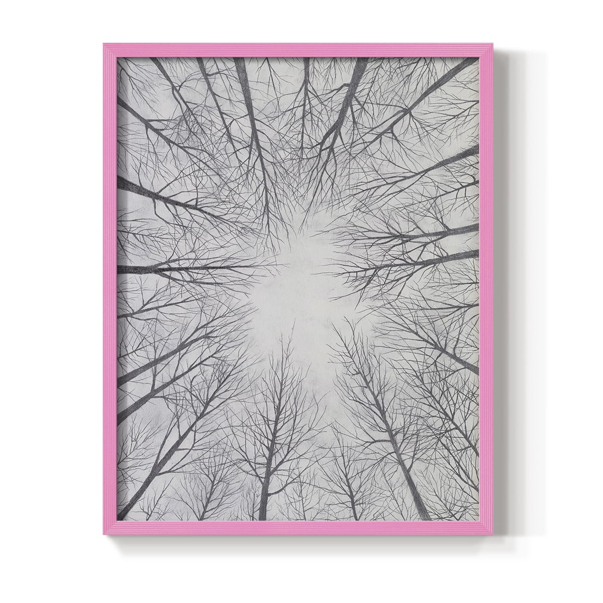 Deciduous Canopy II Framed Print in Pink Solid Wood Framed Print No Nail Hanging