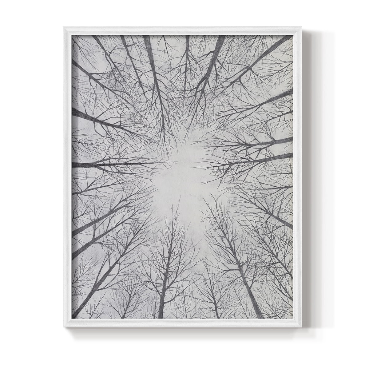 Deciduous Canopy II Framed Print in White Solid Wood Framed Print No Nail Hanging