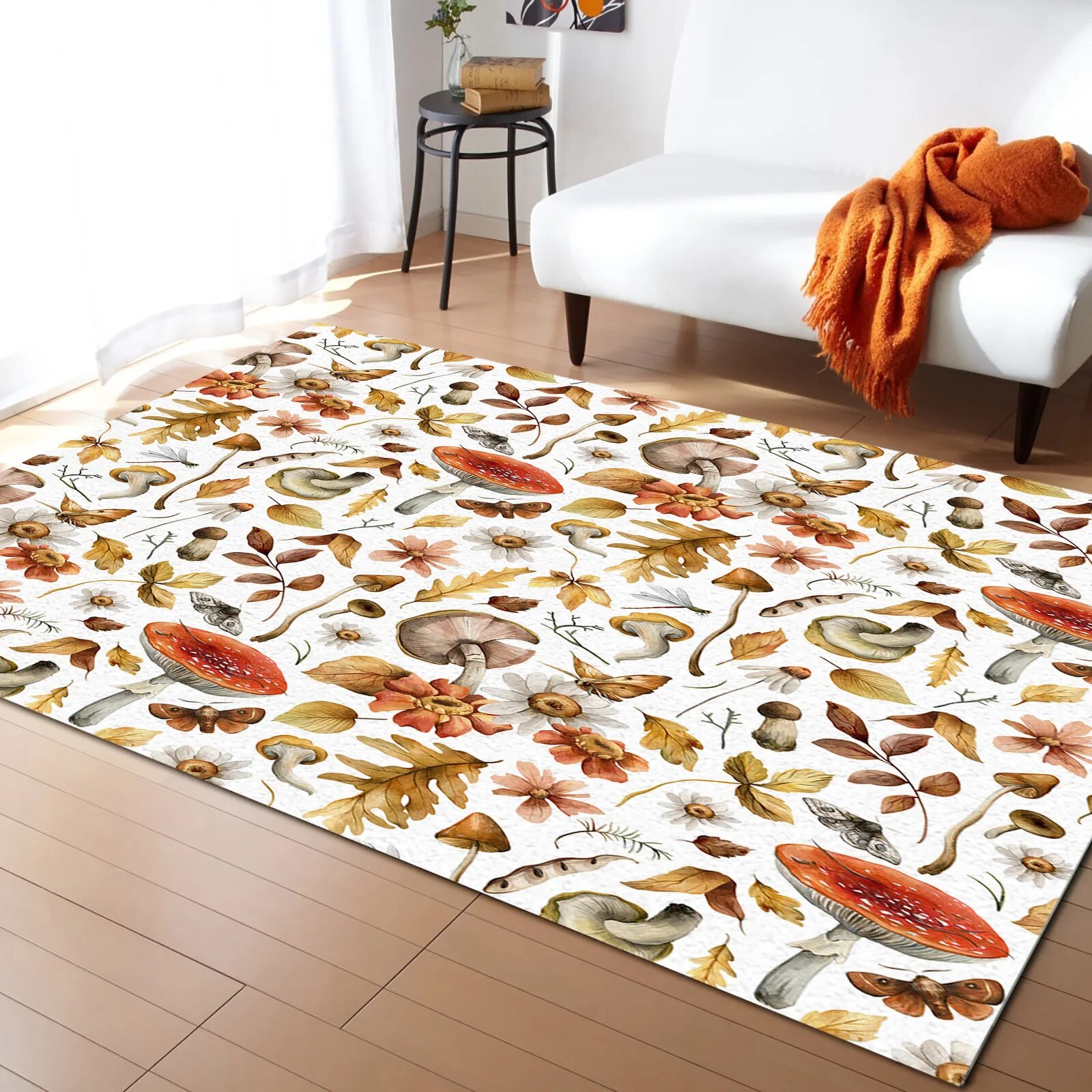 Deciduous Flower Mushroom Living Room Carpet Coffee Table Floor Mat